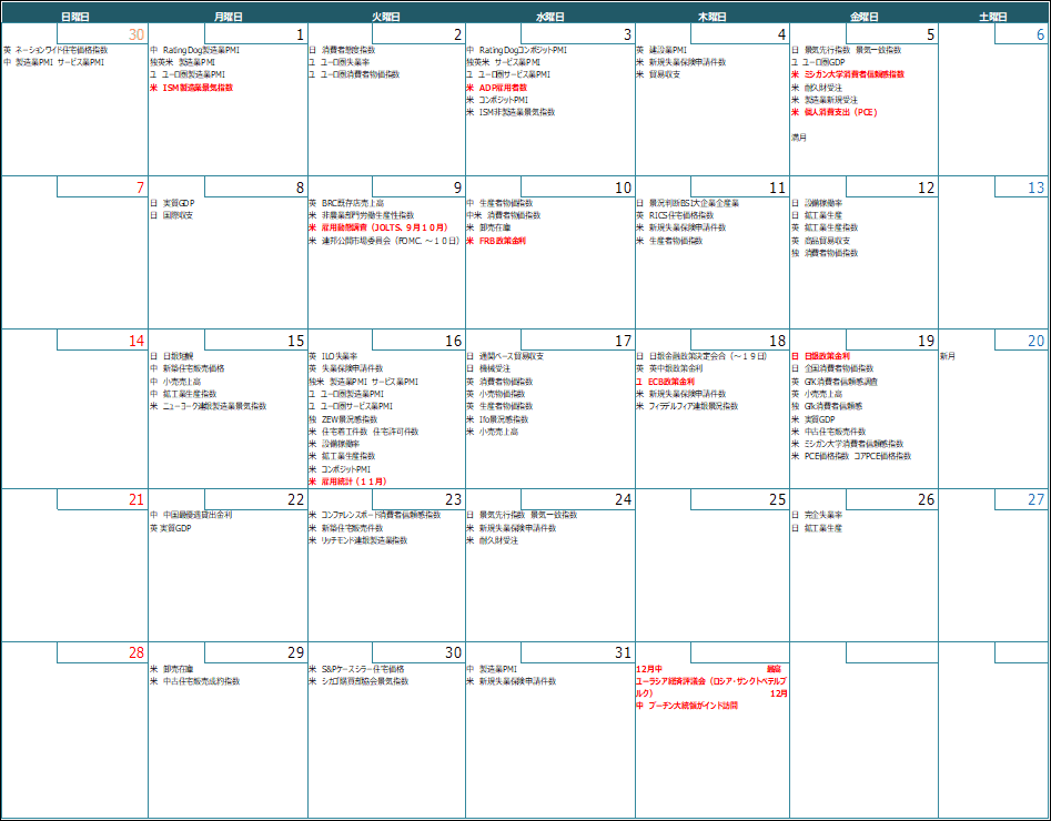 【週間スケジュール(12月1日~12月7日)】