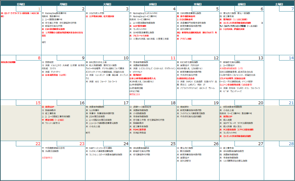 【週間スケジュール(2月16日~2月22日)】