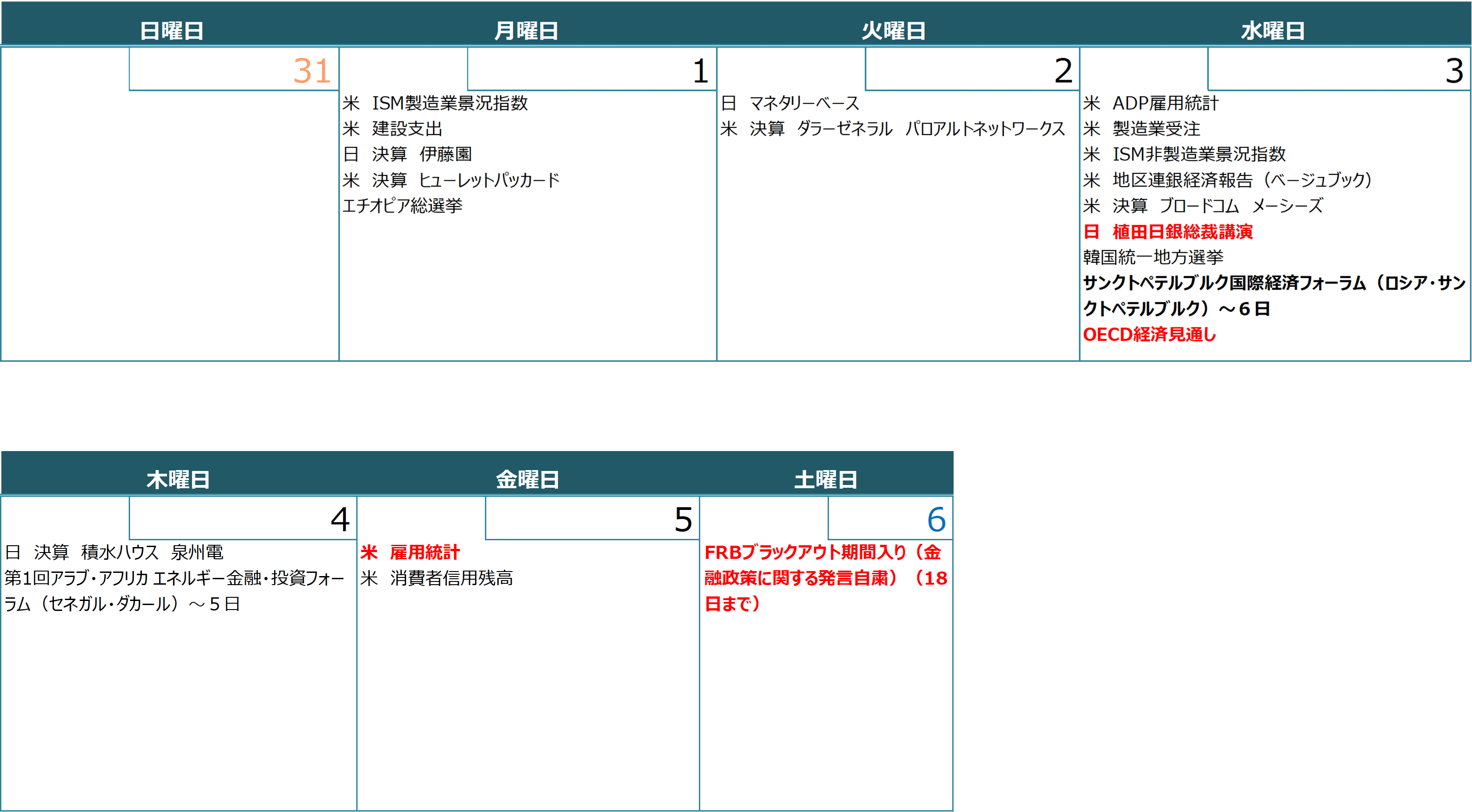 【週間スケジュール（6月1日～6月71日）】