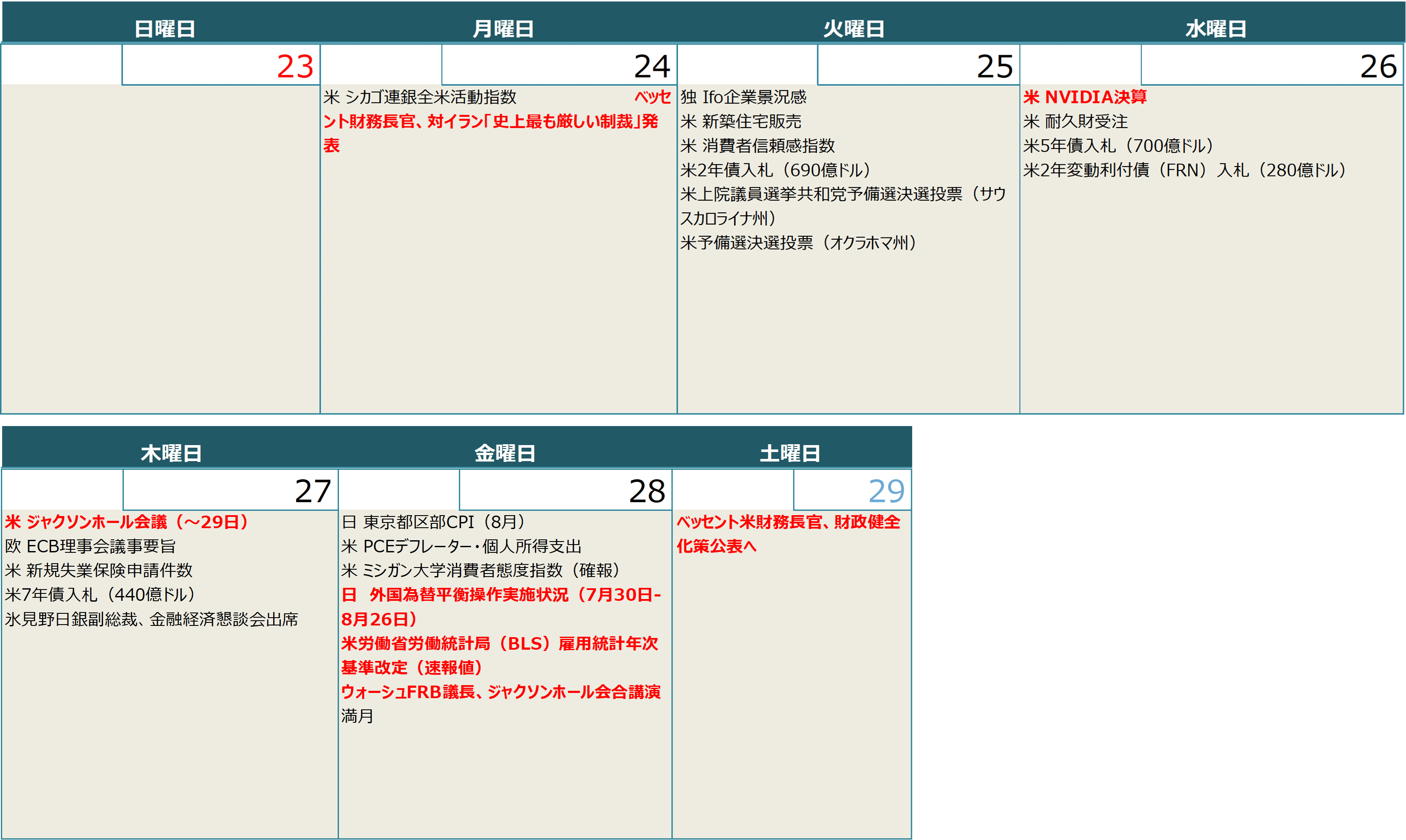【週間スケジュール(8月24日~8月30日)】